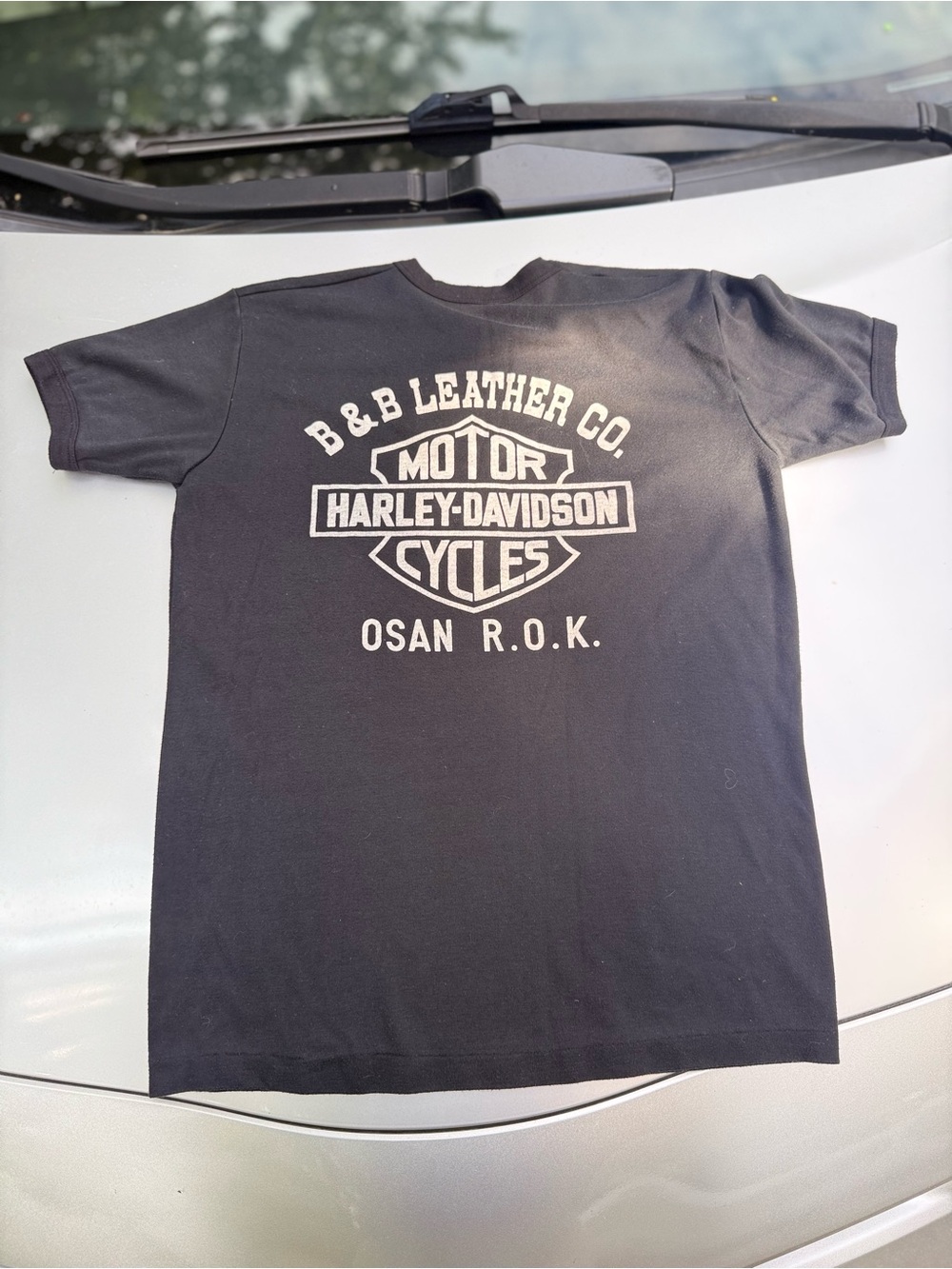 Harley-Davidson Black Tee with White B&B Leather Co. Back Logo - Picture 1 of 2